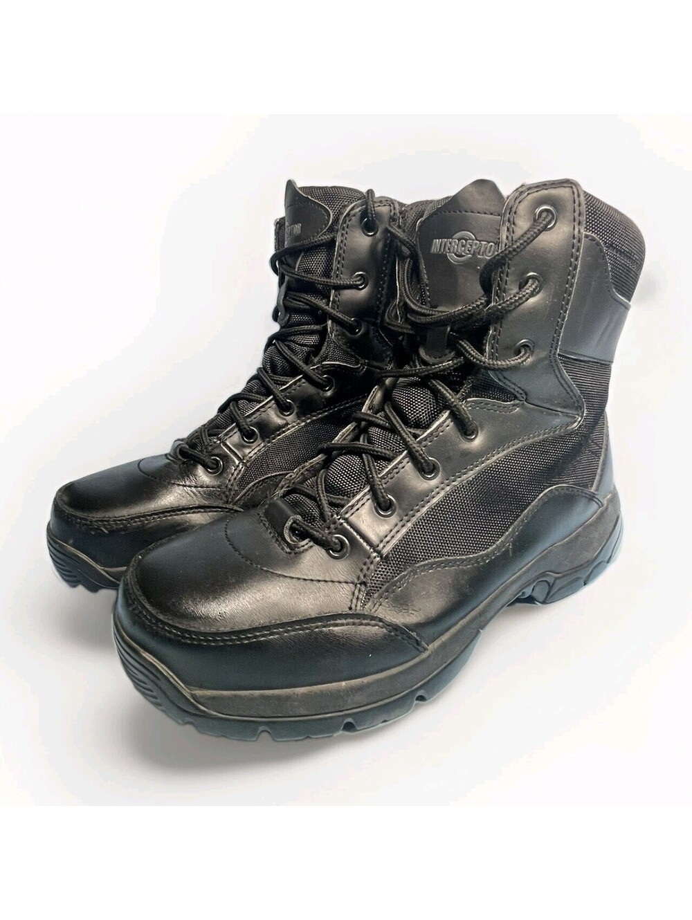 Interceptor Men's Size 7.5 Tactical Boots Black Leather Security Police Boots